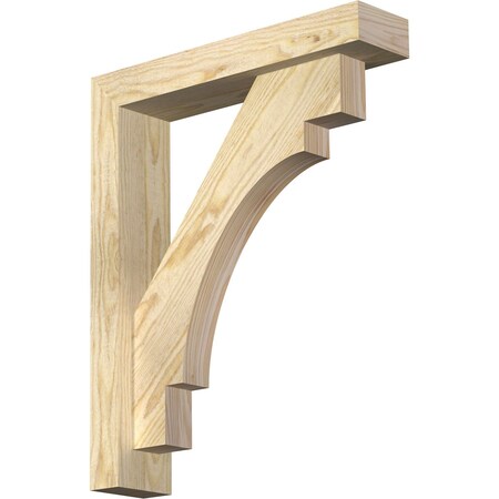 Ekena Millwork Merced Block Rough Sawn Bracket w/ Offset Brace, Douglas Fir, 4"W x 18"D x 22"H BKT0402X18X22MRC05RDF